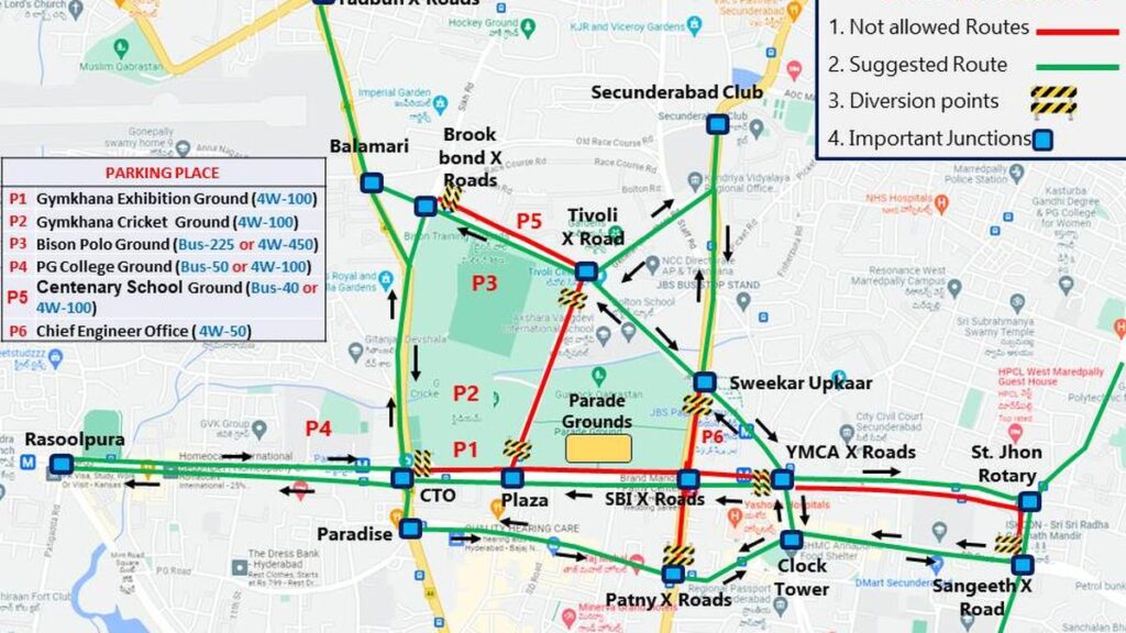 Traffic diversions on Telangana Formation Day