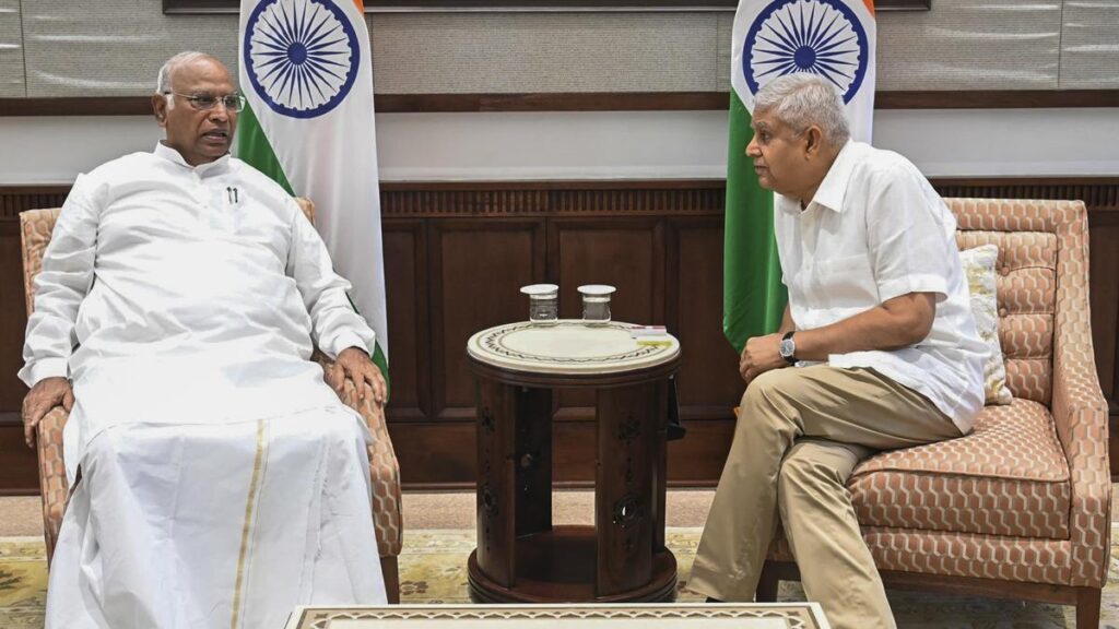 Kharge meets Dhankhar ahead of Monsoon session