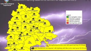 Thunderstorm alert in 29 Telangana districts on August 4